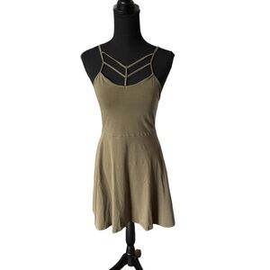 Express Olive Green Fit ‘n Flare Strappy Skater Dress, size small